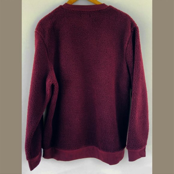 NWT, Mens Burgundy Long Sleeve Fleece Pullover - Picture 2 of 3